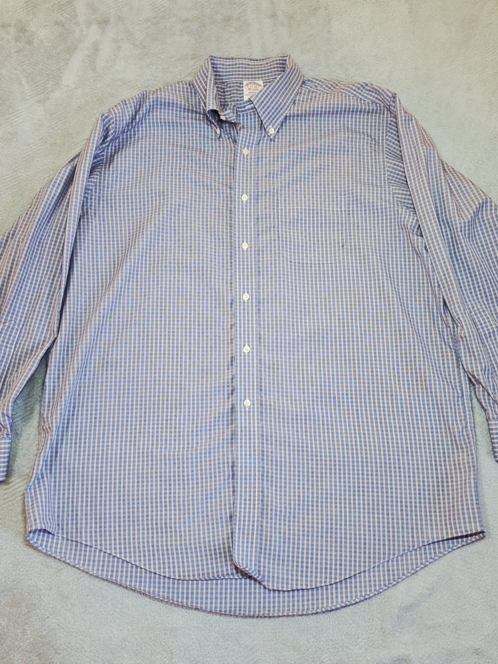 Brooks Brothers Blue and White Micro-Check Button-Down Shirt